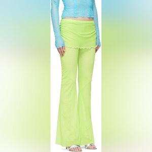 New Poster Girl Pebbles Mesh Flared Pants Lime Green Sheer Rave Size XS
